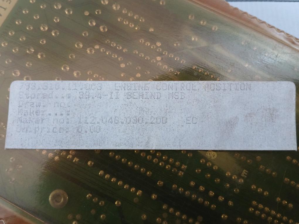 112.046.030.200 E Engine Control Position Pcb Module Sulzer 10V