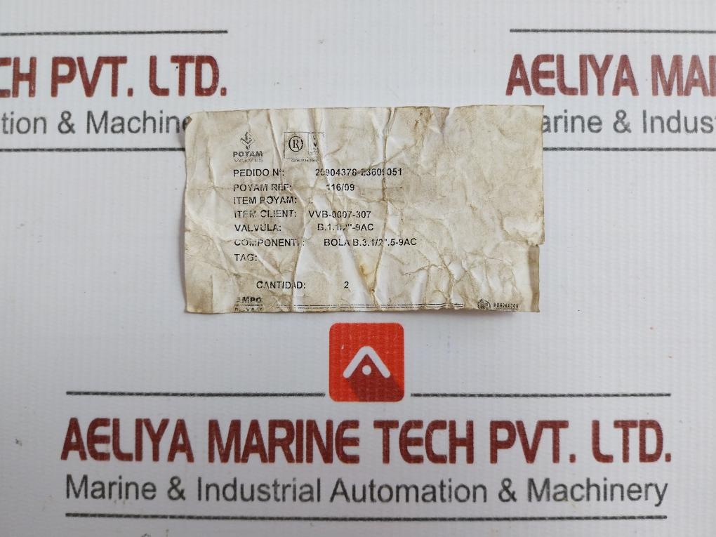 116/09 Steel Valve Ball Ampo Poyam