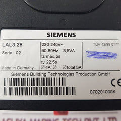 Siemens Lal3.25 Burner Controller Serie 02 50-60Hz