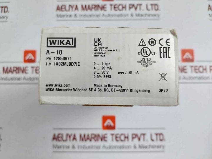 12850871 A-10 Pressure Transmitter 8..30 V Dc / 25 Ma Wika