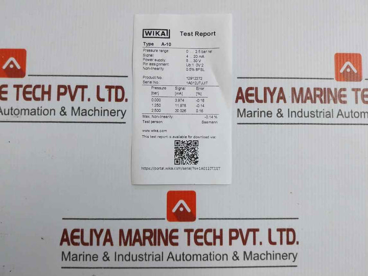 12912272 Pressure Transmitter 4...20 Ma 8..30 V Wika