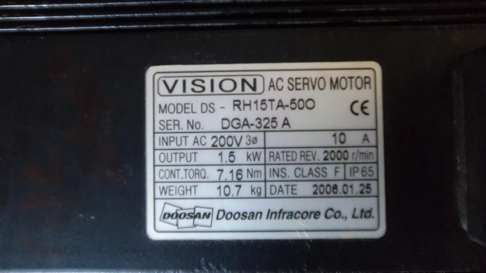 DOOSAN VISION DS-RH15TA-50O AC SERVO MOTOR