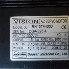DOOSAN VISION DS-RH15TA-50O AC SERVO MOTOR