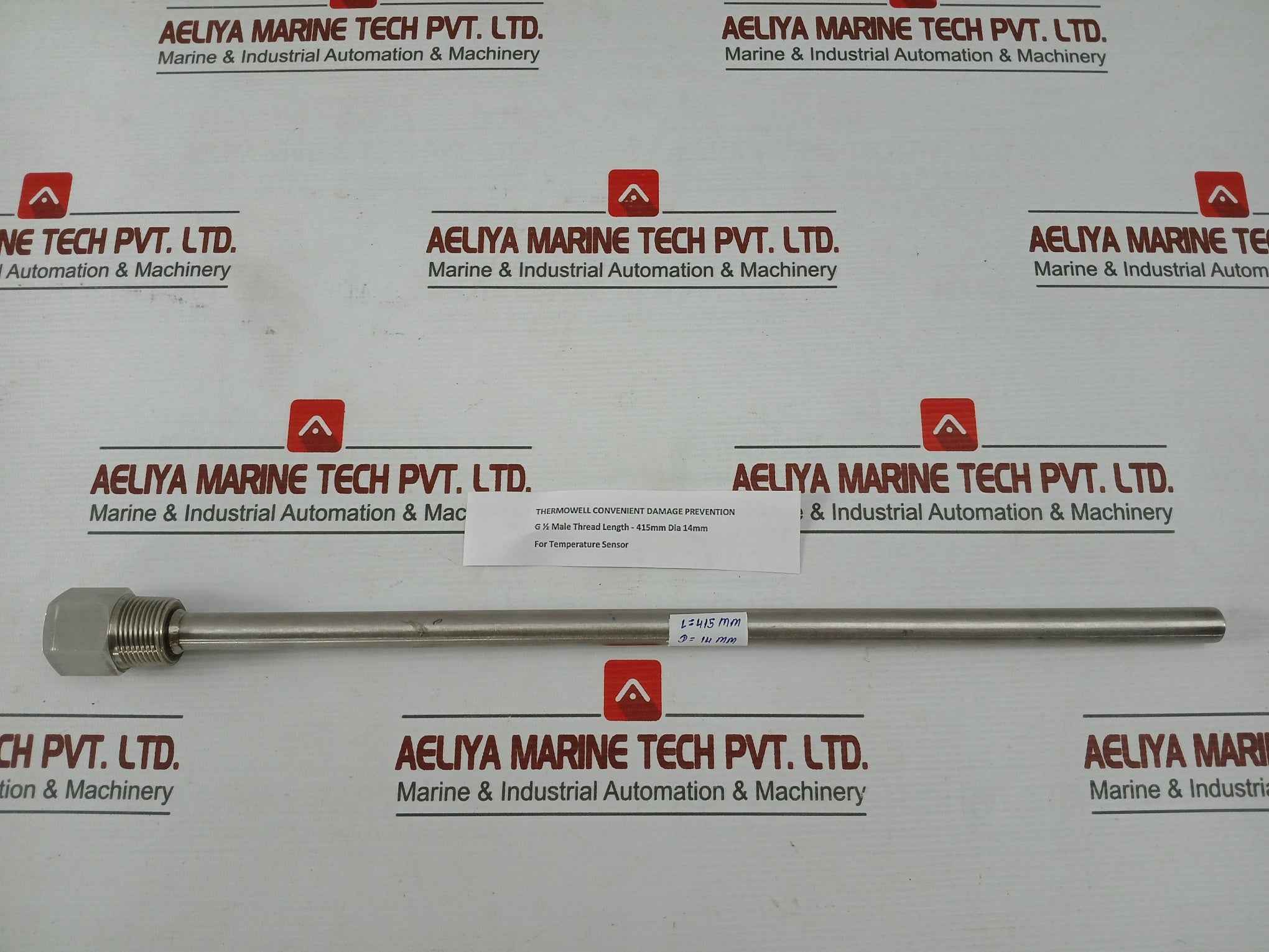 Thermowell For Temperature Sensor G 1/2 Male Thread 415 Mm-length 14 Mm-diameter -360 Gm