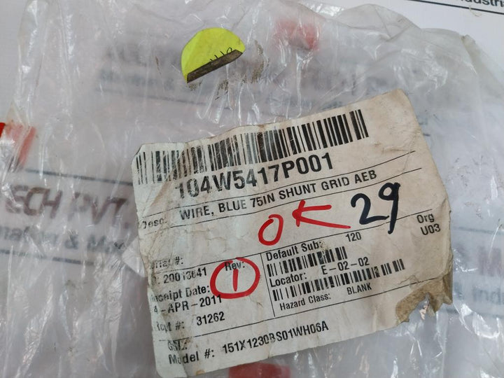 151X1230Bs01Wh06A Blue 75In Shunt Grid Aeb Wire Cable Assembly Rev: A