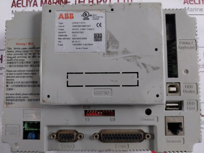 Abb Cp430 T-eth Control Panel 1 Menu 5 Defined Keys Touch Screen