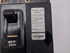 Hyundai 3 Pole Molded Case Switch Ac600V 225A Partno. Hsd-225Ca