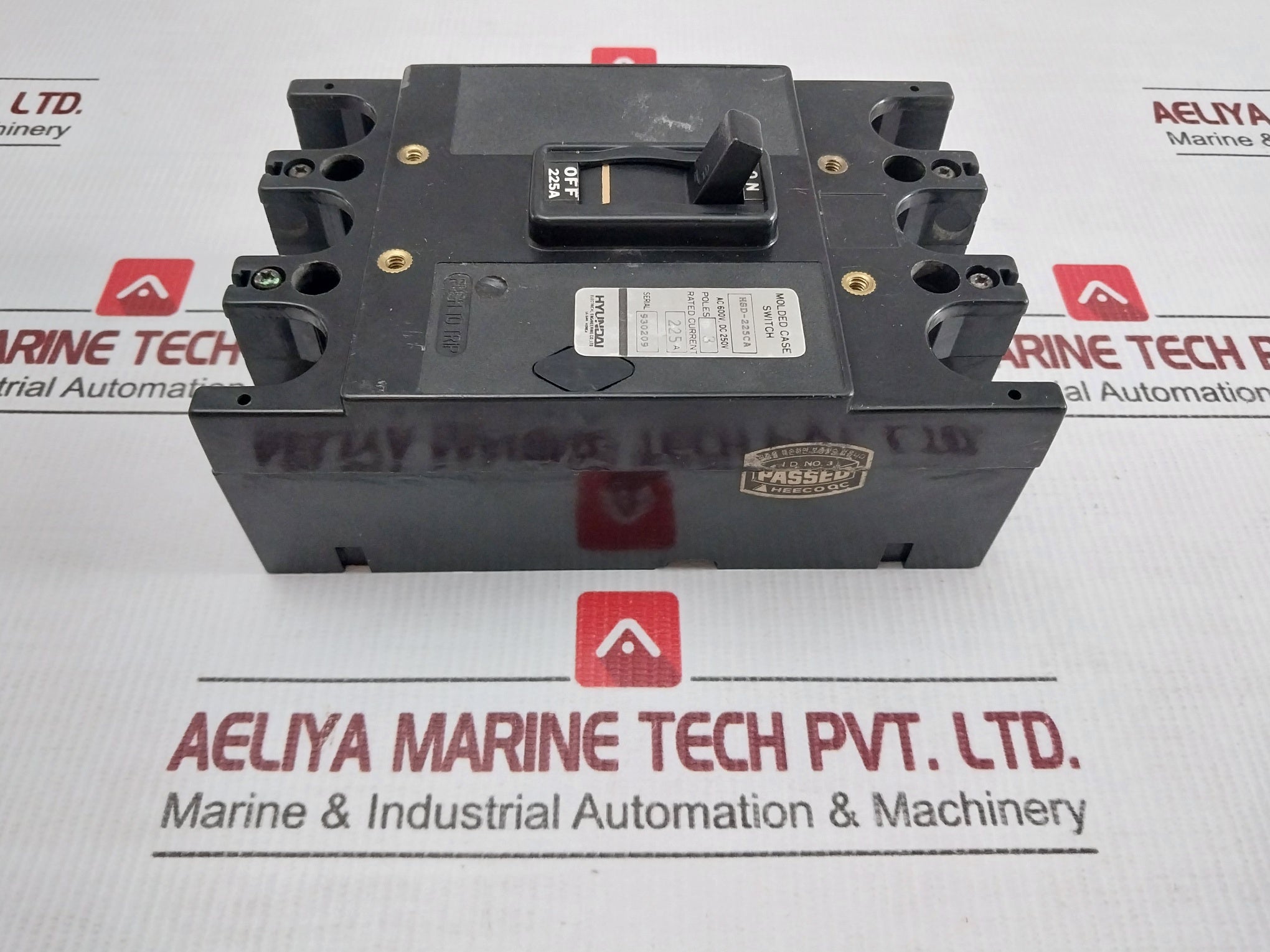 Hyundai 3 Pole Molded Case Switch Ac600V 225A Partno. Hsd-225Ca