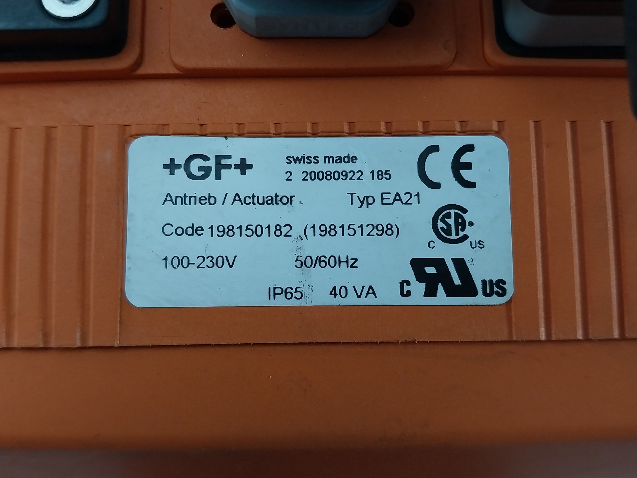 Georg Fischer Actuator With Ball Valve Ea21 Ip65 50/60hz 100-230v