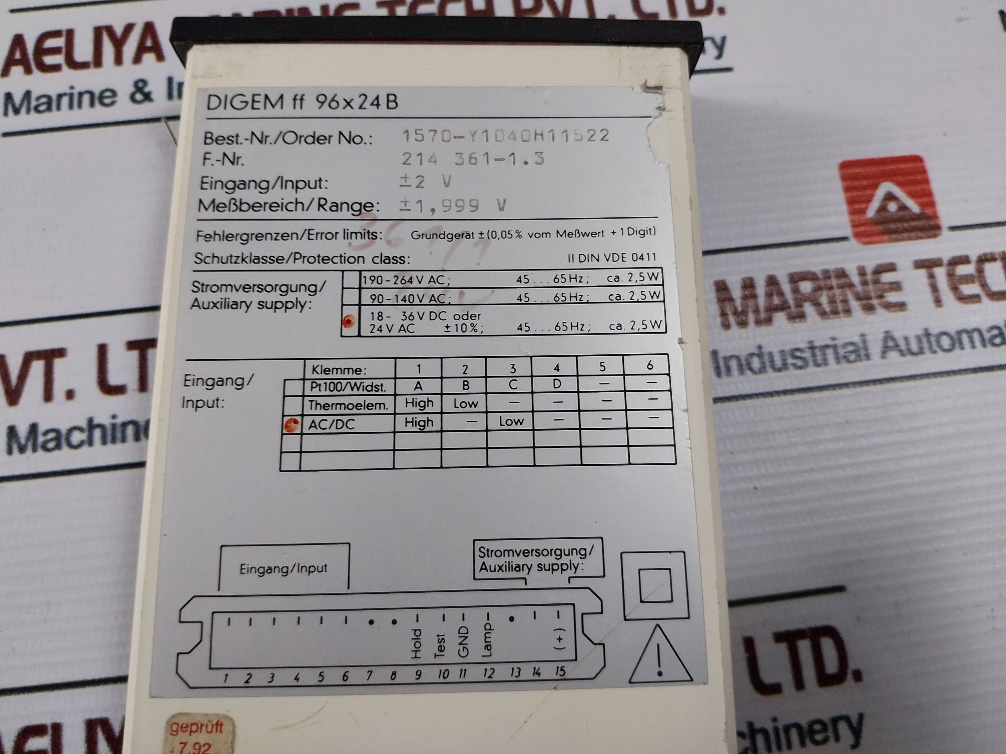 Gossen Digem Ff 96X24 B Digital Panel Meter 18-36Vdc