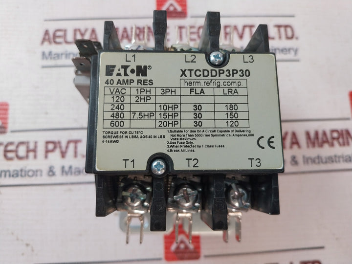 Eaton Xtcddp3P30 Ac Magnetic Contactor 40 Amp 380V 50/60Hz