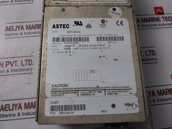 Astec Mp4-2R-00 Power Supply 100-240V~ 73-540-0084