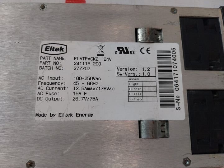 Eltek 241115.200 Flatpack 2 Telecom Power Rectifier Module Ac Input-100-250Vac