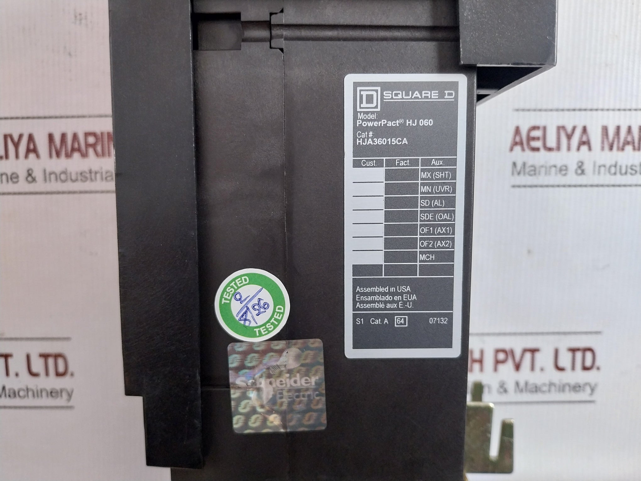 Hj060 3-pole Circuit Breaker Hja36015Ca 750V 15A Square D