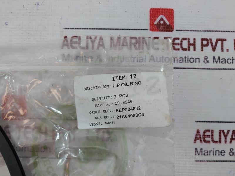 19.3546 L.P Oil Scrapper Ring Piston Cut for Suction Gas