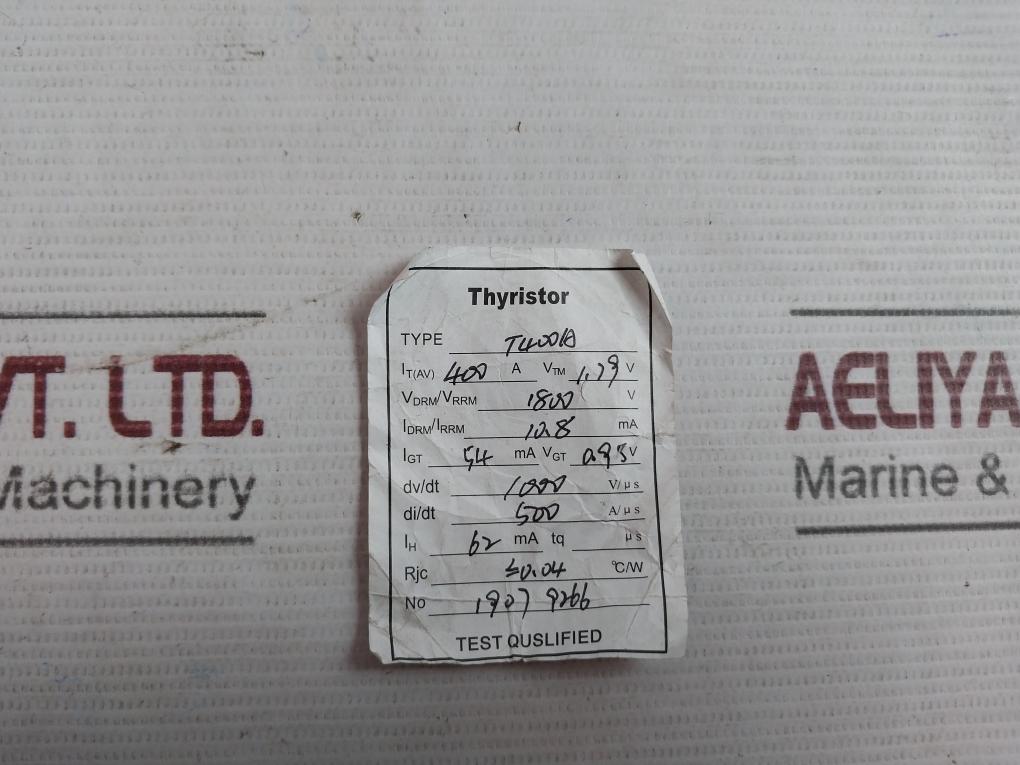 1907 9266 Thyristor 400A 1.79V 1800V 10.8Ma 0.95V 62Ma 1000 V/U S 0,04 C/W 54Ma