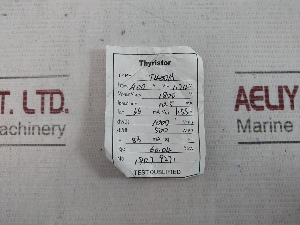 1907 9271 Thyristor T400A 1K8V 400A 1.74V 1800V 10.5Ma 66 Ma 1.55V 1000 V/U S