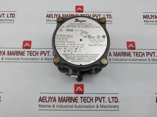 1950-20-2F Dwyer 480 Vac Explosion-proof Differential Pressure Switch