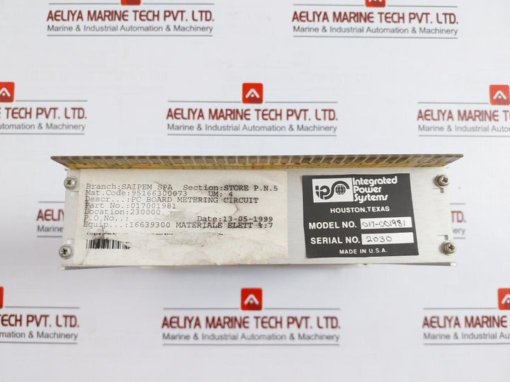 1981 Rack Module 9603, Io16-009603, 1026, 017-002641 Integrated Power Systems