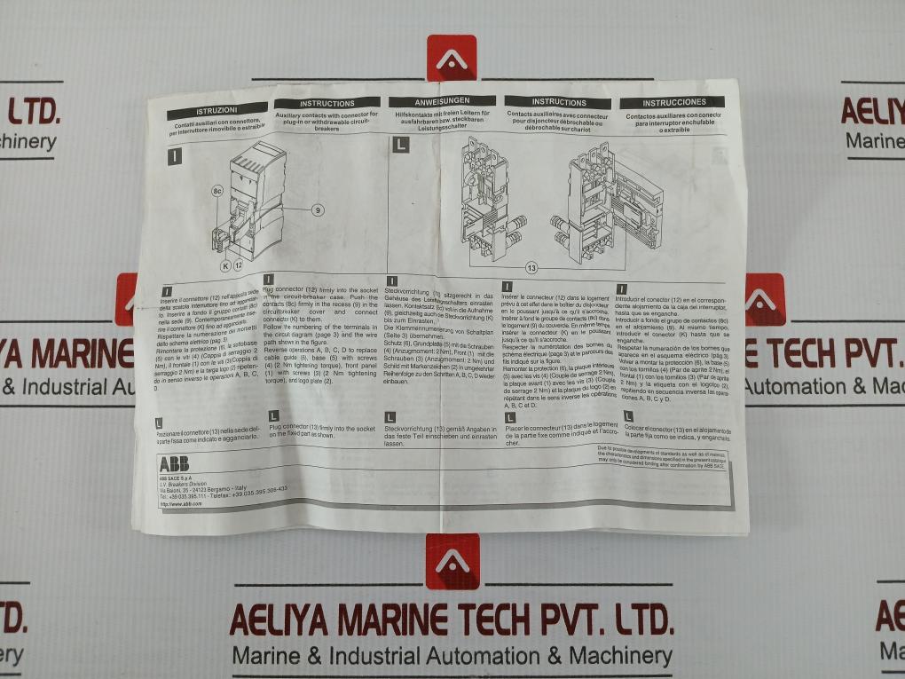 1Sda013866R1 Auxiliary Contacts With Connector Abb