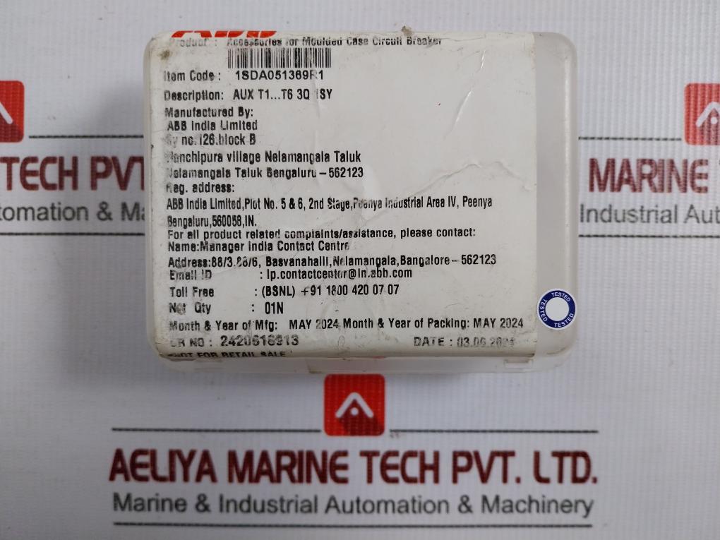 1Sda051369R1 Changeover Auxiliary Contact F/ Mccb 250Vac/Dc Abb