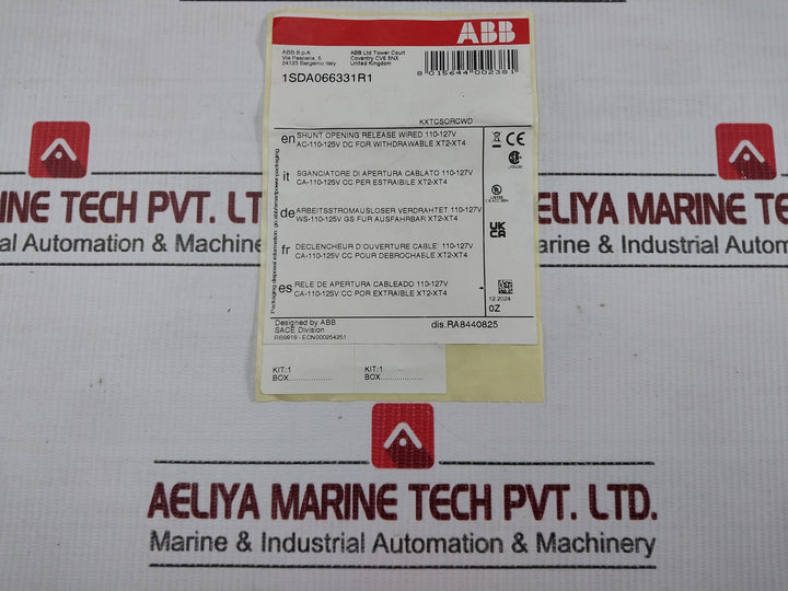 1Sda066331R1 Abb Shunt Opening Release Wired 110-127V/50-60Hz
