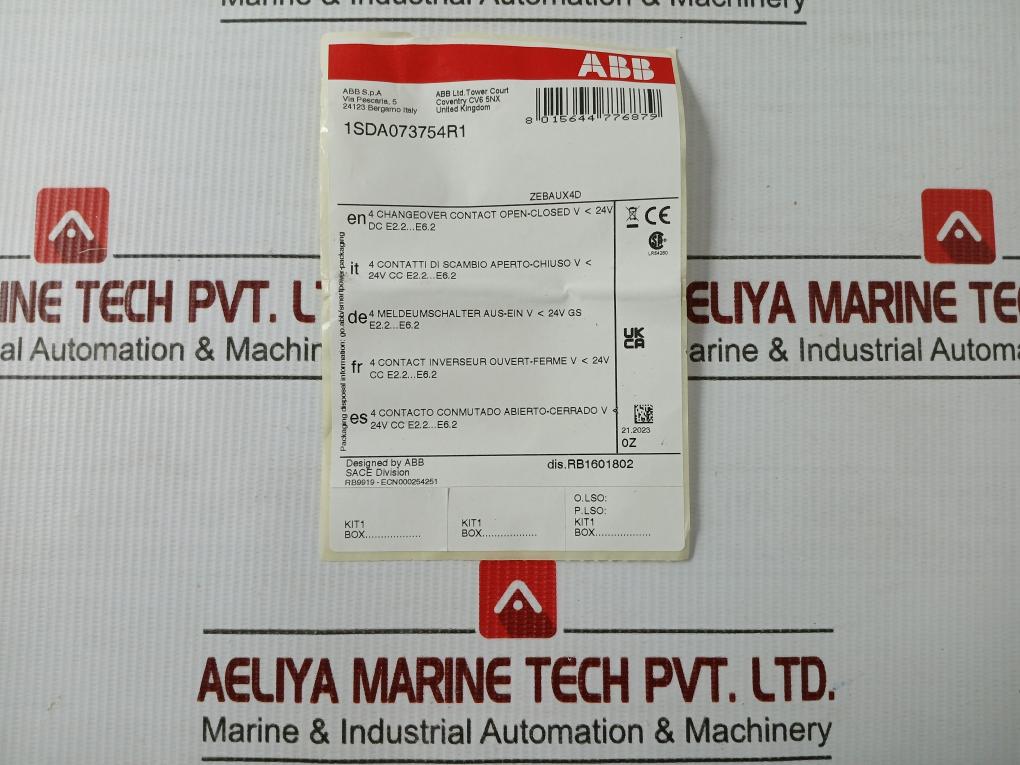 1Sda073754R1 Abb 24V Dc 4Q Open/Closed Exchange Contacts
