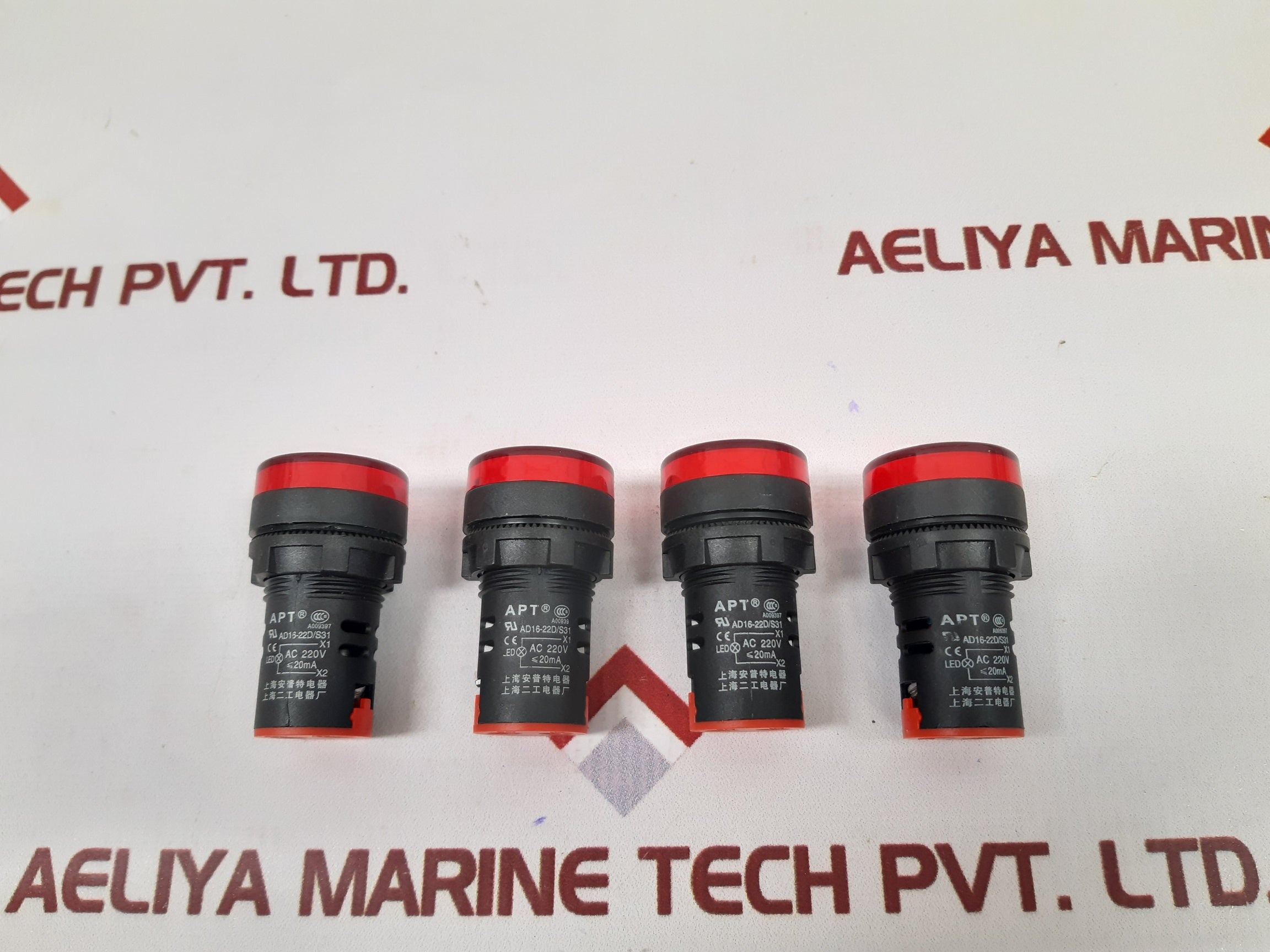 Lot of 4X APT AD16-22D/S31 Indicator Light 220V 20 MA