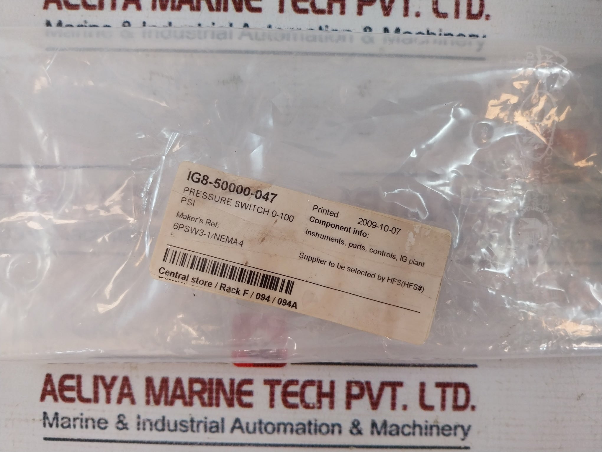 Solon 6Psw3-1 Pressure Switch 0-100 Psi 15A-125/250/480 Vac