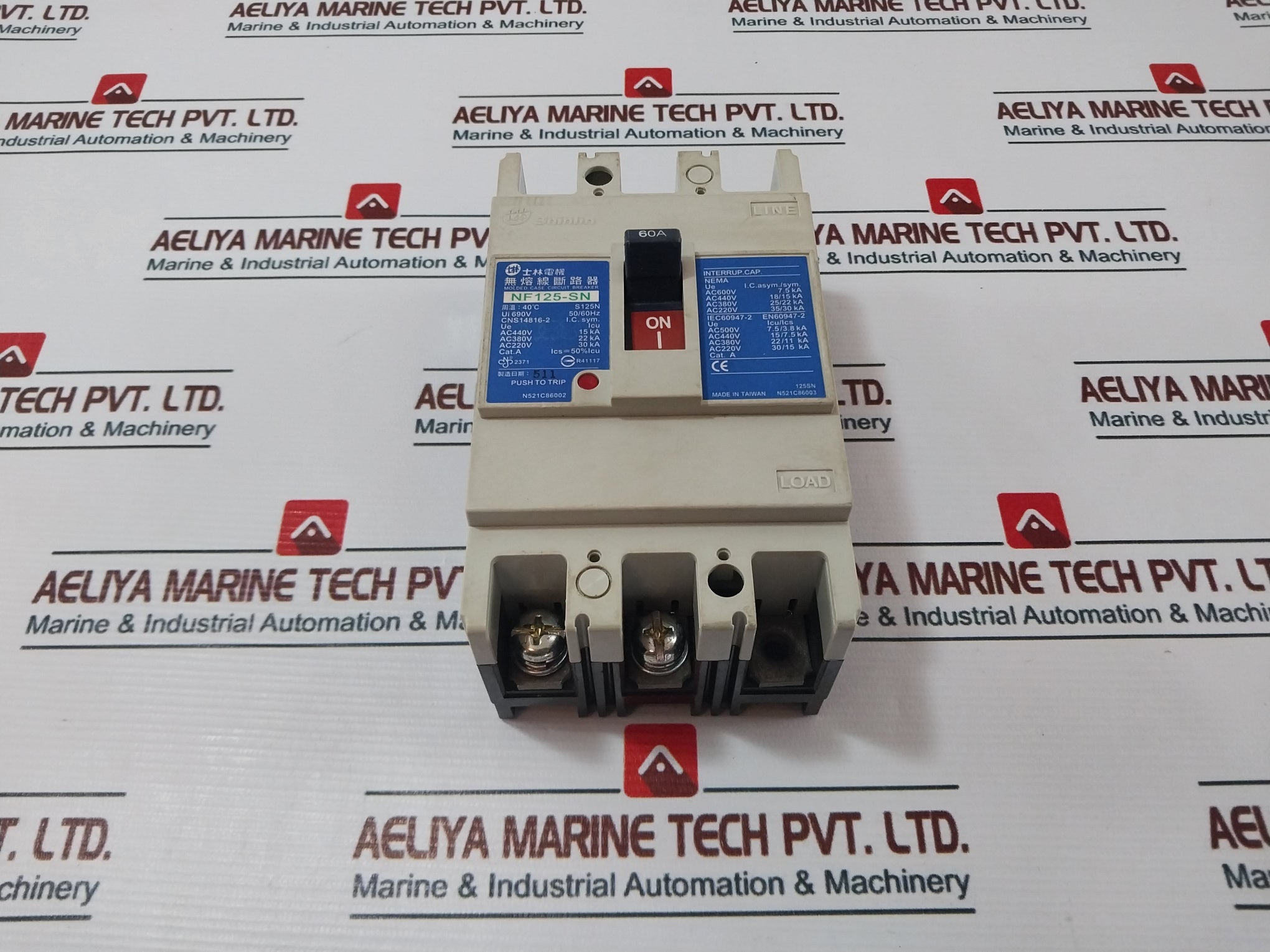 Shihlin Electric Nf125-sn No Fuse Circuit Breaker Temp 40?C,50/60Hz,690V,60A