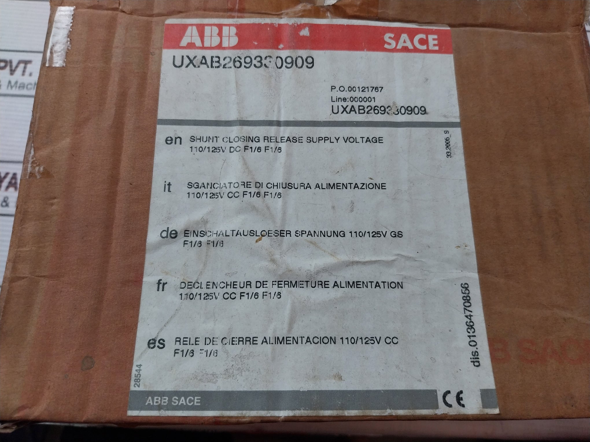 Abb Swg952.002.0131 Closing Coil Kit Uxab269330909 500Vac