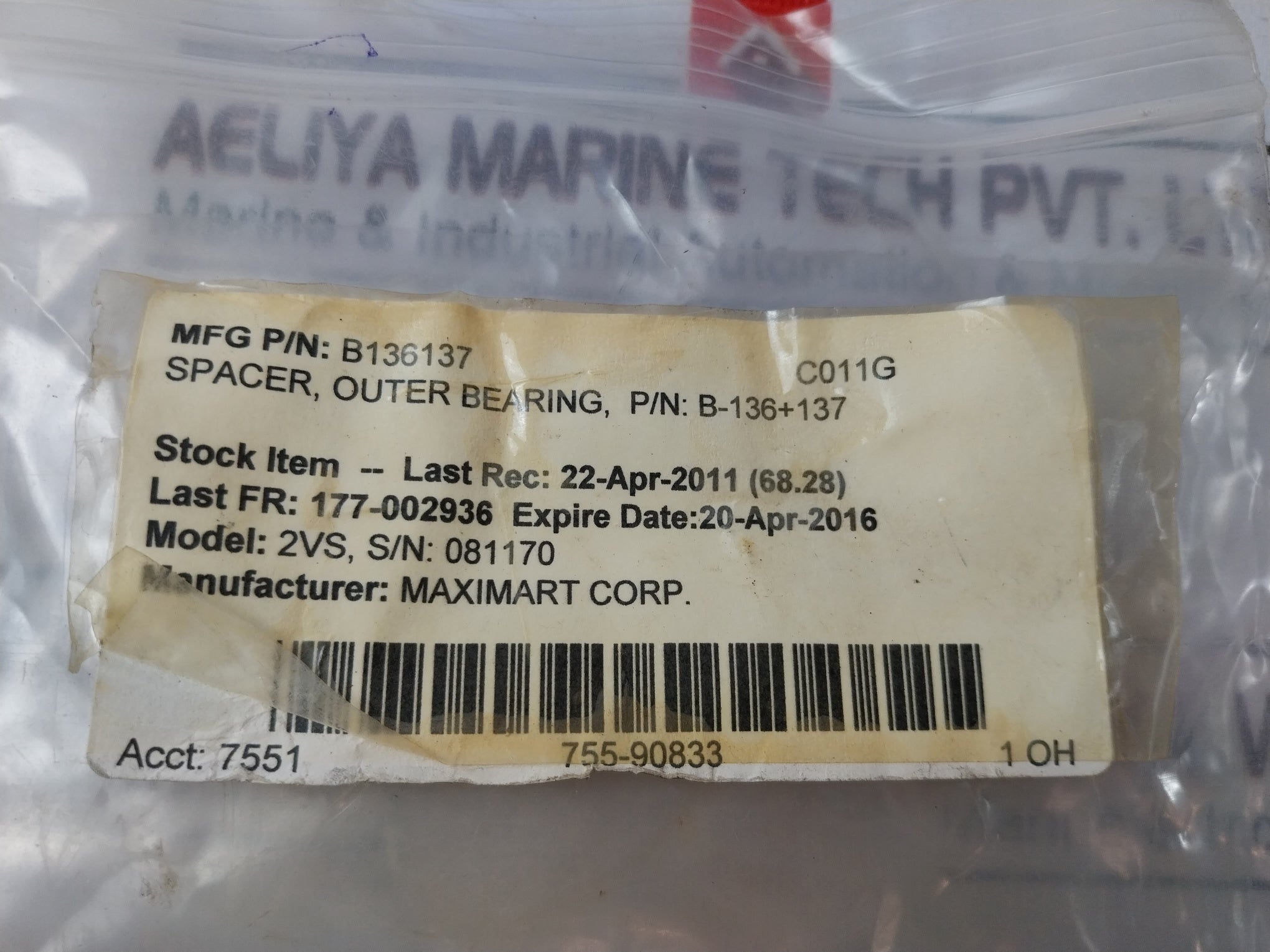 Maximart B136137 Outer Bearing Spacer B-136+137
