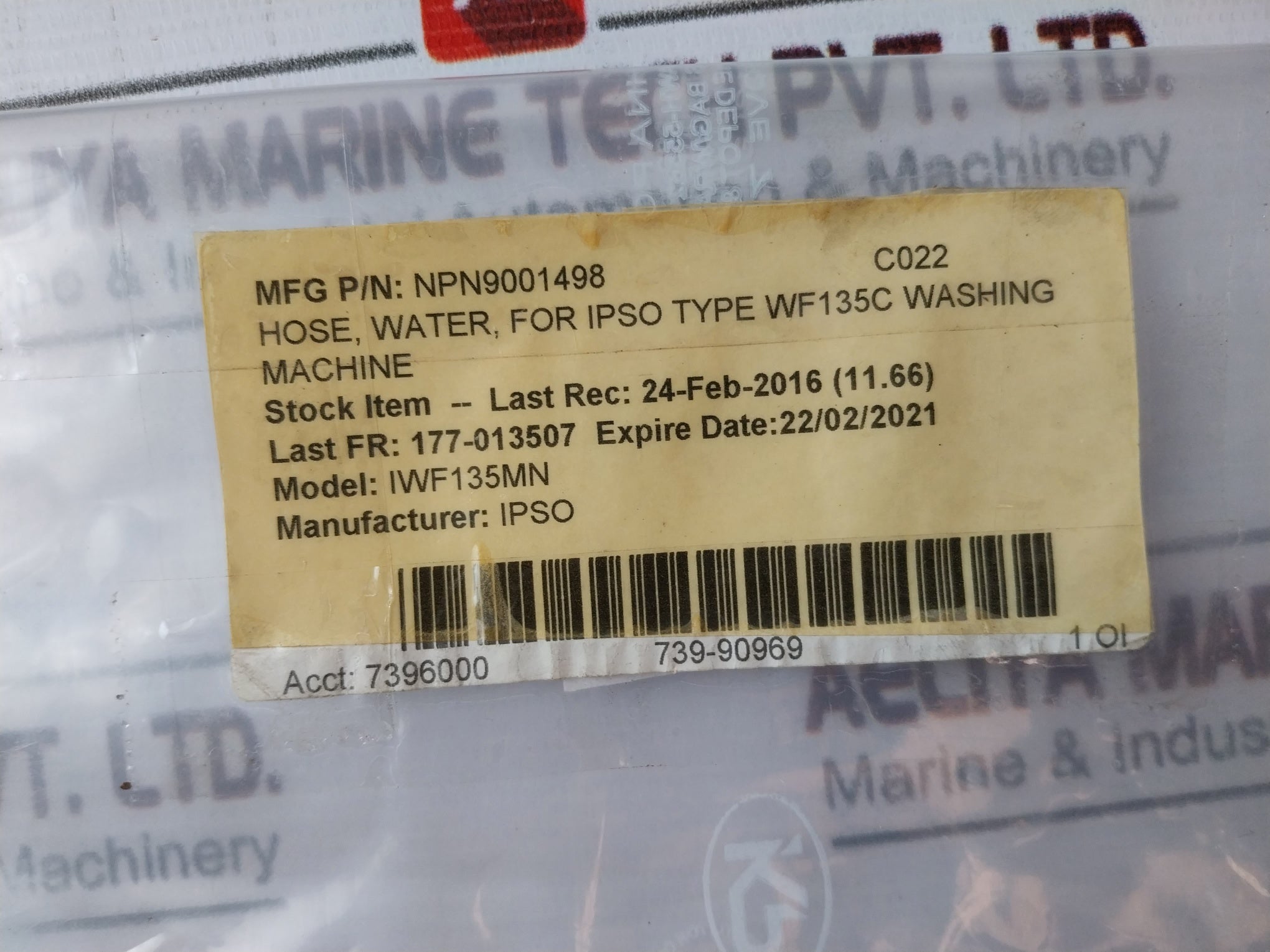 Parker Irt Npn9001498 Variopress 20 Bar Rubber Hose Iwf135Mn