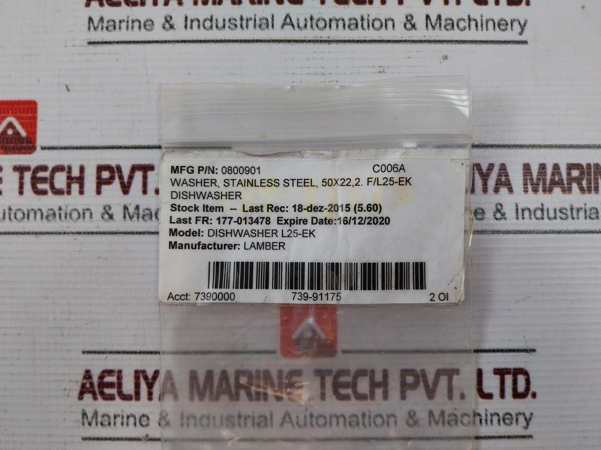 Lot Of 2X Lamber 0800901 Washer