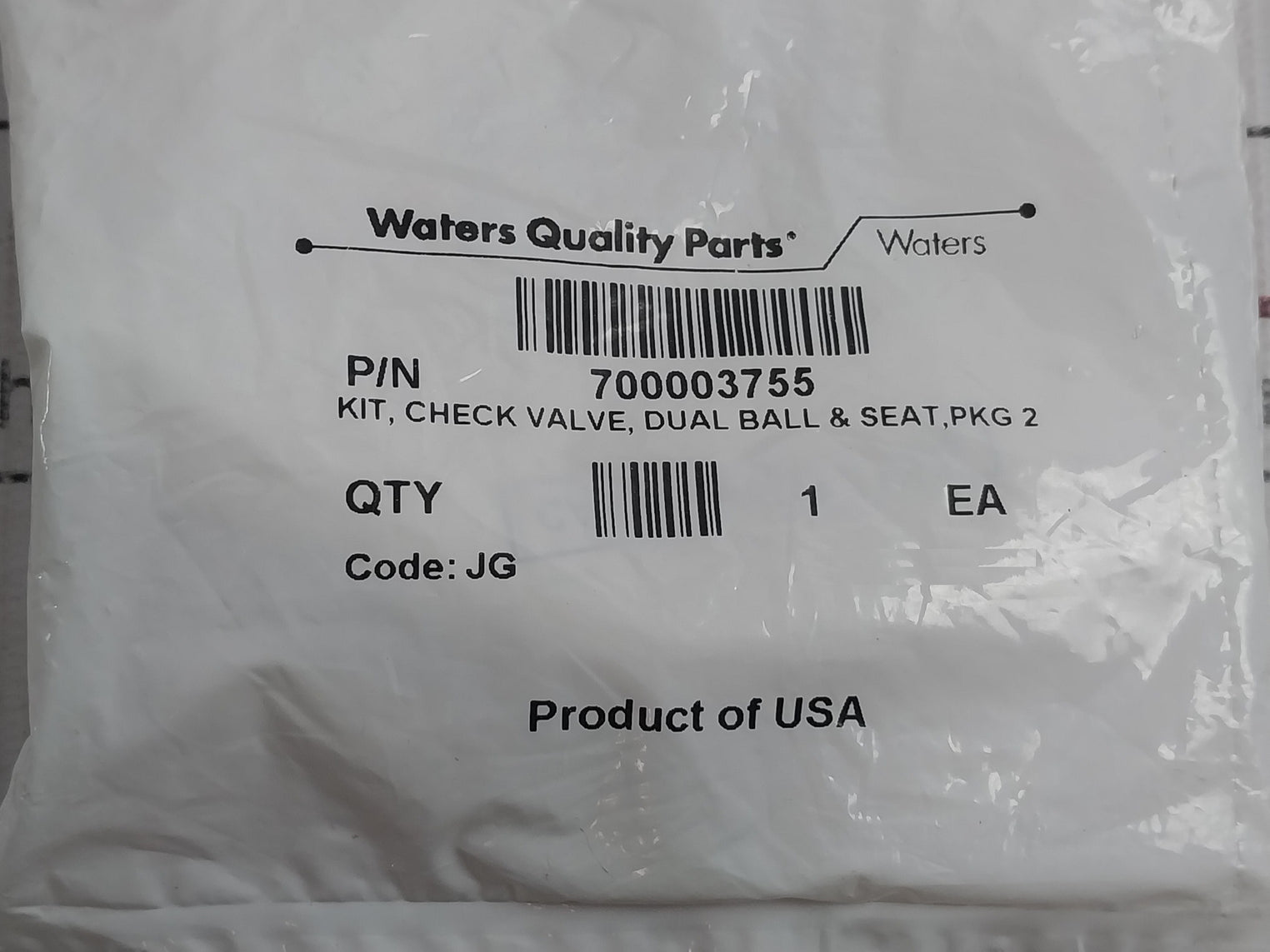 Waters 700003755 Check Valve Dual Ball And Seat