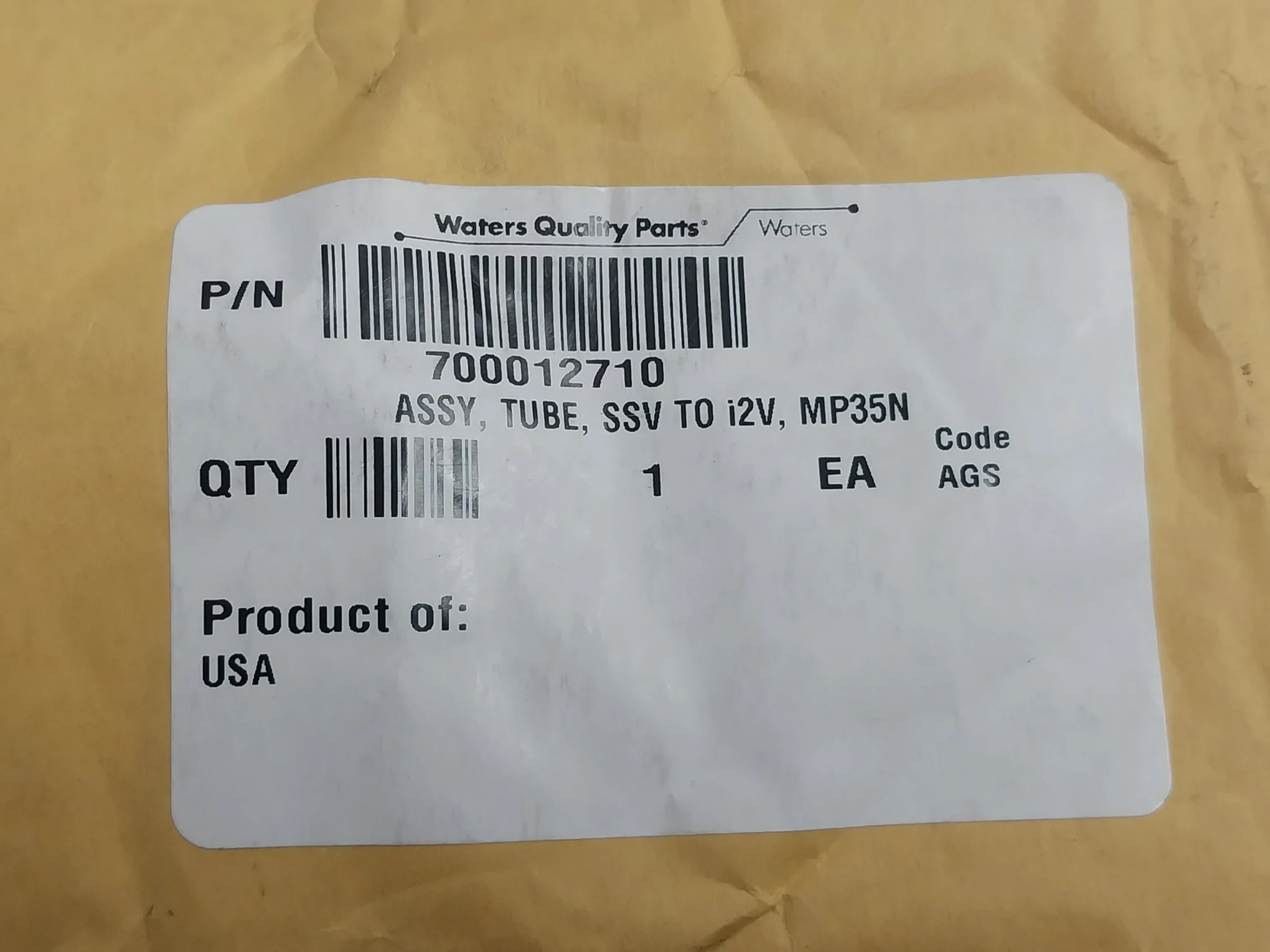 Waters 700012710 Tube Assembly Ssv-i2V
