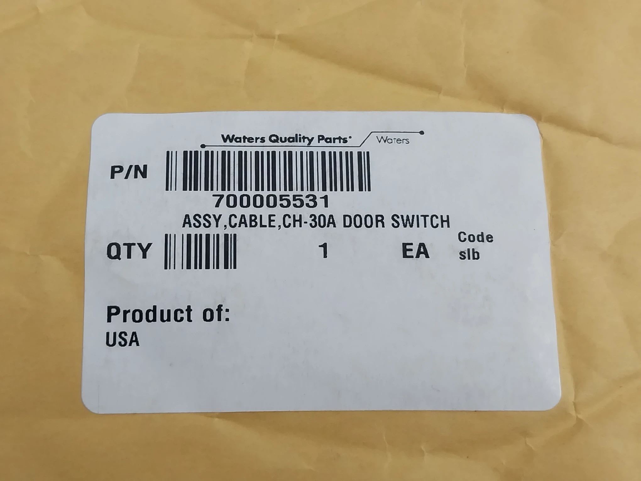 Waters 700005531 Assembly Cable Ch-30A Door Switch