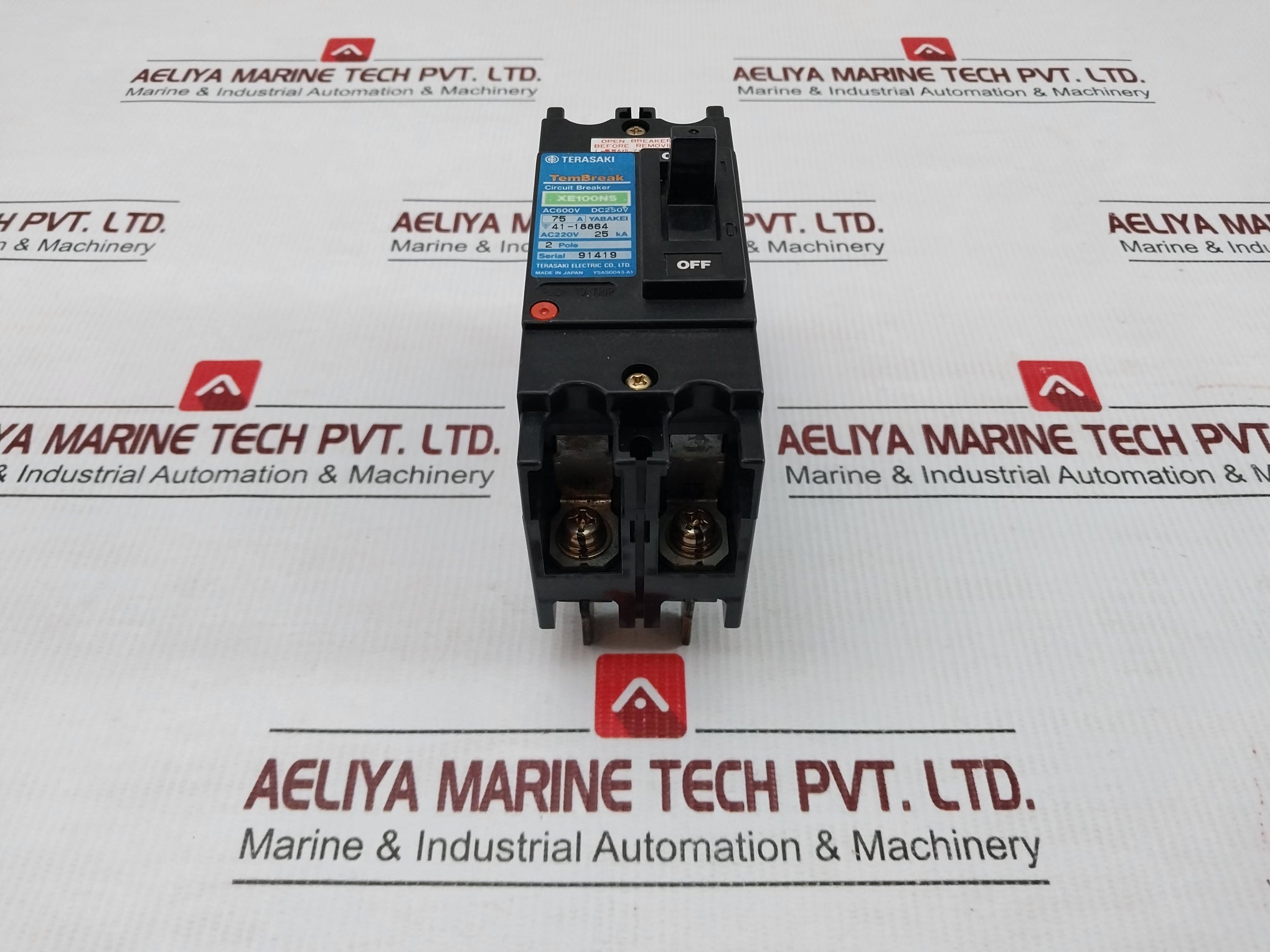 2-Pole-Molded-Case-Circuit-Breaker-75a-Ac600v-Dc250v-By-Terasaki-Xe100ns-Ke100ns-H-1