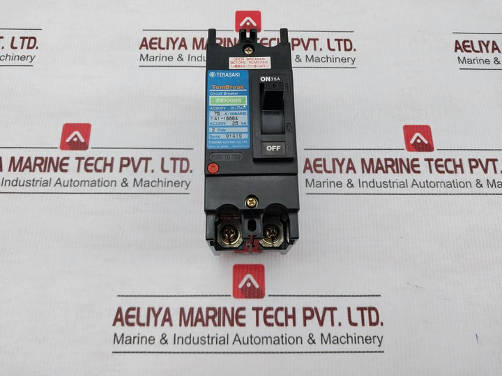 2-Pole-Molded-Case-Circuit-Breaker-75a-Ac600v-Dc250v-By-Terasaki-Xe100ns-Ke100ns-H-2