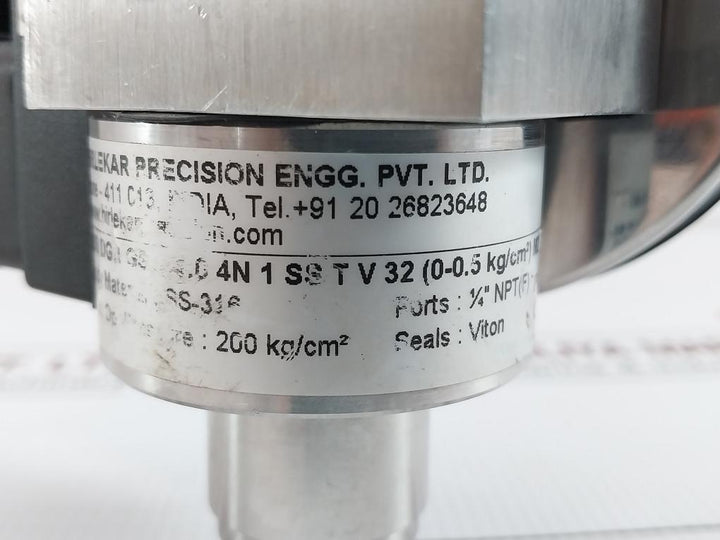200 Dgr Gs S 4.0 4N 1 Ss T V 32 Differential Pressure Gauge By Hirlekar Precision