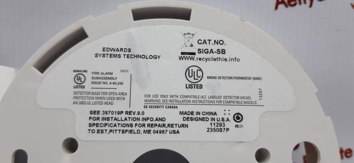 Est Siga-sb Detector Base 9301601977 See387019P Rev.9.0