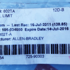 Allen-bradley 802T-a Limit Switch Used