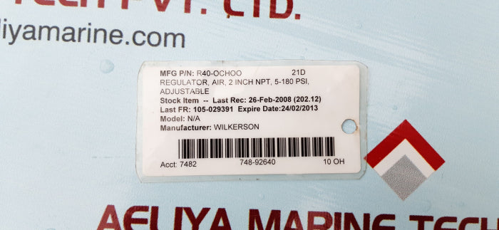 Wilkerson r40-0c-hoo pneumatic regulator max 300psi