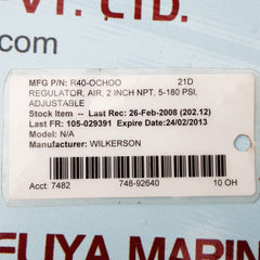 Wilkerson r40-0c-hoo pneumatic regulator max 300psi
