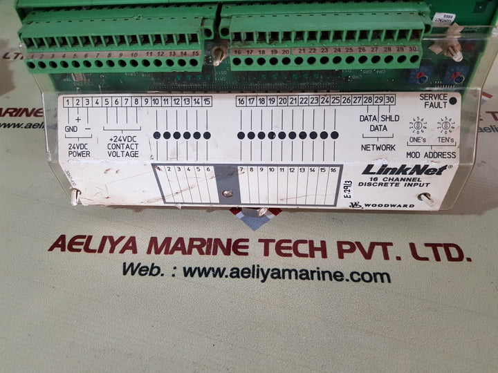Woodward 9905-971 Linknet 16 Channel Discrete Input Module Rev.J 18-32Vdc 14.2W