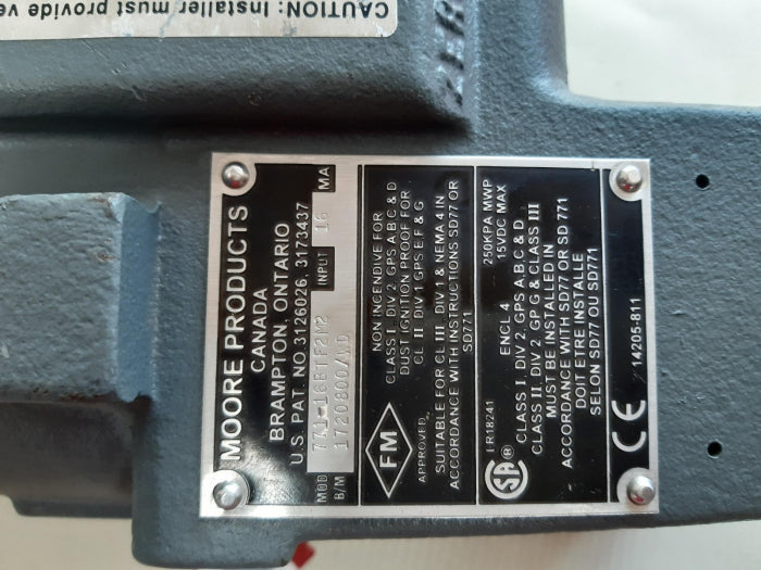 Moore 771-16btf2m2 i/p transducer 16ma