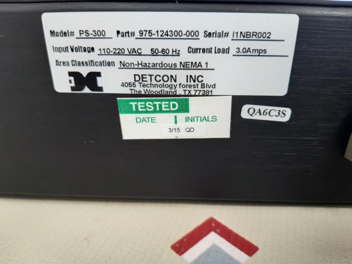 Detcon ps-300 power supply 975-124300-000 icn 10001937