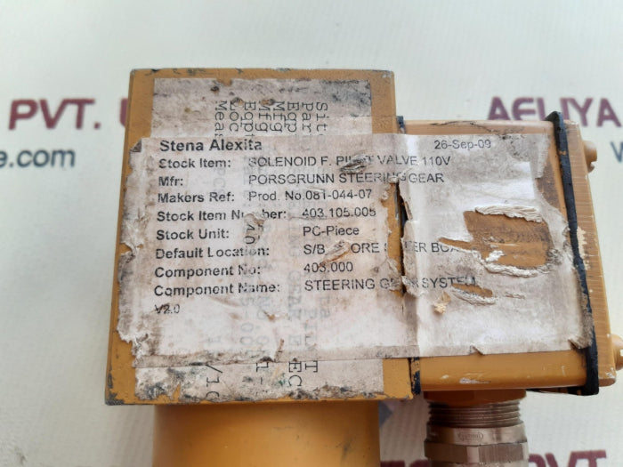 Porsgrunn Mt 24501 Solenoid F.Pilot Valve 110V 250Ma