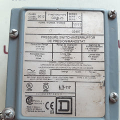 Square D 9012 gdw-25 pressure switch ser.C
