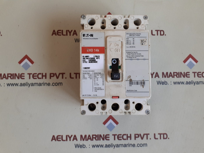 Eaton ehd 14k 3pole 60amp circuit breaker ehd3060l
